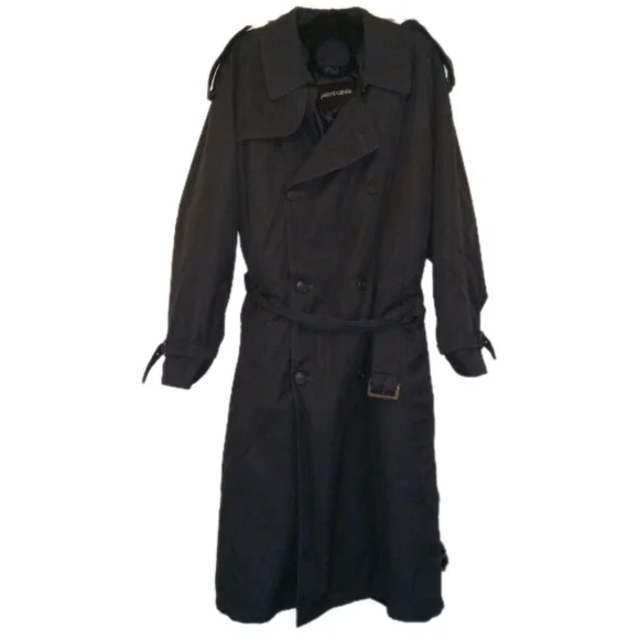 Vintage Pierre Cardin Black Trench Coat W/ Removeable Liner 40L - Picture 1 of 13